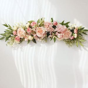 Fleurs décoratives Simulation fleur arc décor guirlande florale pour mariage Rose coureur Table centres de table porte mur