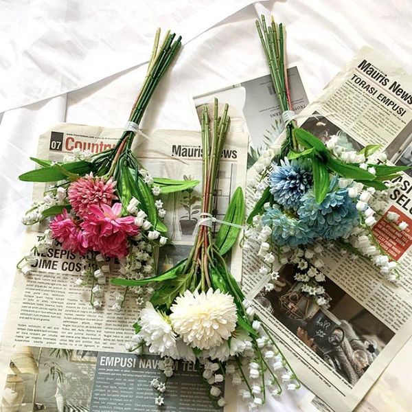 Fleurs décoratives simulation fleur bouquet balle nuptiale chrysanthemum tournesol table de table en soie faux