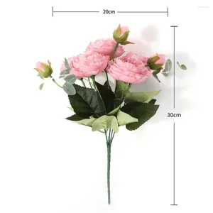 Fleurs décoratives Simulation fleur frais-conservation centres de Table fausse soie délicate bricolage pivoine décoration de mariage