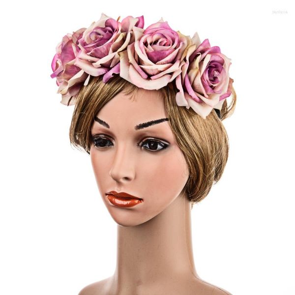 Dekorative Blumen Simulation Blume Haarband Braut Krone Hochzeit Blumenstirnband Girlande Mädchen Kranz Elastische Party