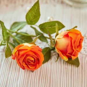 Fleurs décoratives Simulation fleur utile ne pas flétrir couleur vive 2 tête artificielle faux Rose mariage décor maison