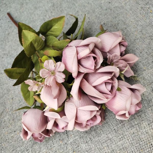 Fleurs décoratives Simulation Plante Verte Arrangement Artificielle Polonais Rose Faux Fleur Bourgeon De Mariage Pographie Bouquet Maison El Décor