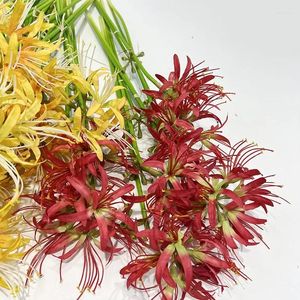 Decoratieve bloemen Simulatie Higan Bana Silk Fake Green Plant El Artificial Red Rain Orchid Balkon Decoratie Bloem