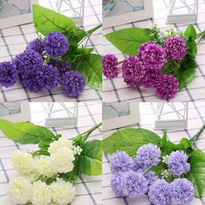 Fleurs décoratives Simulation hortensia Bouquet bouquet mariage soie artificielle maison Posy fête fleur décoration Q6O4