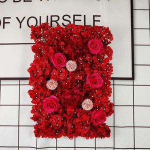 Simulation de fleurs décoratives Hortensia Rose Flower Mur Stage de mariage Décoration Row Shopping Mall Fencer