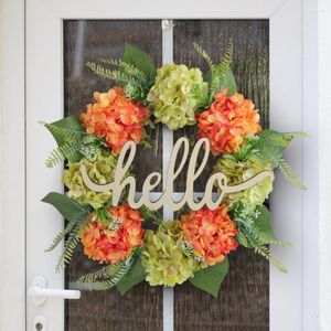 Flores decorativas Simulación Hortensia Guirnalda Decoración de boda Colgante de pared Decoración de primavera artificial para puerta Jardín