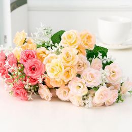 Flores decorativas Simulación Rosas coreanas Celebración de bodas Decoración del hogar falsa Arreglo floral artificial Día de San Valentín Rosa
