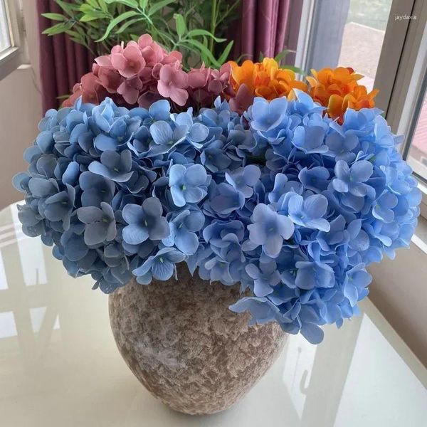 Fleurs décoratives simulation salon décor de soie hortensias bouquet café décoration fausse fleur fleur artificiel blue orange hydrangea