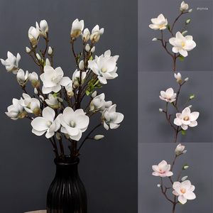 Fleurs décoratives Simulation Magnolia fleur artificielle orchidée de luxe fausse plante maison salon Table à manger décoration de mariage