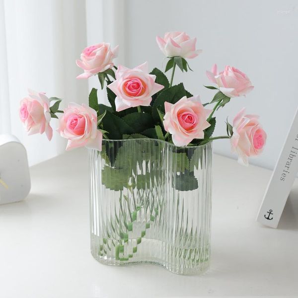 Fleurs décoratives Simulation Hydratant Fleur Artificielle Real Touch Latex Rose Branche Maison Salon Arrangement Décoration Couronne