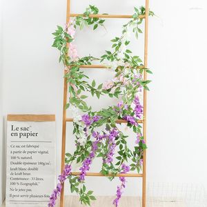 Fleurs décoratives Simulation de Beancurd rotin glycine vigne enroulement Pipeline décoration extérieure plafond suspendu faux