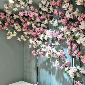 Decoratieve bloemen simulatie van kersenbloesem bruiloft boom kunststof nep lila rotan wijnstok raam wanddecoratie woonkamer thuis
