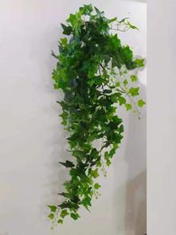 Decoratieve bloemen Simulatie van groene planten filmdoek radijs klimop echte aanraakwand hangende rattan wijnstok decoratie lengte150 cm