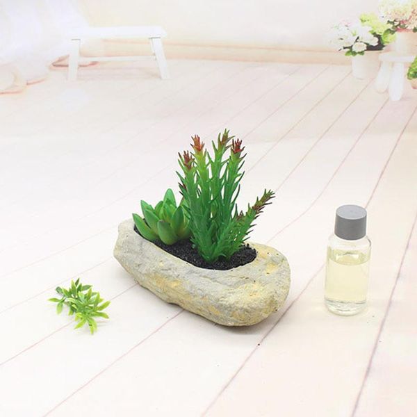 Flores decorativas Simulación de plantas en maceta Conjunto artificial de mesa Florero de piedra Interior Vegetación Suculentas Boda Decoración del hogar