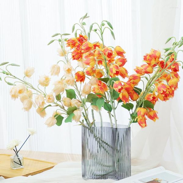 Fleurs décoratives Simulation de lis de la vallée blanche en forme de cloche carillon éolien artificiel bouquet de fleurs fausse plante décoration de mariage