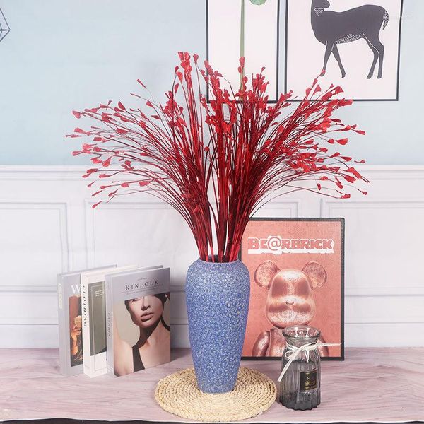 Flores decorativas simulación de hierba de pavo real, 80cm, 20 tenedores, jarrón Artificial de Fénix láser, decoración del hogar, decoración de boda y Navidad