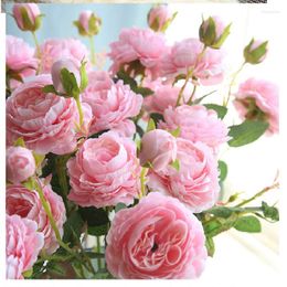 Decoratieve Bloemen Simulatie Pioen Roos Boeket Kunstzijde Groene Planten Bruiloft Huis Tuin Feest Decoratie Ambachten Roze Witte Rozen