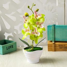 Simulation de fleurs décoratives Phalaenopsis bonsaï, accessoires réalistes, affichage de Table de bureau à domicile, décor de bureau artificiel