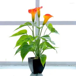 Fleurs décoratives plante de simulation de bonsaï fleur calla lily orange adapté à toute scène