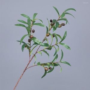 Plante de Simulation de fleurs décoratives réaliste longue durée 4 branches d'olivier artificielles fourchues avec des fruits faciles à entretenir
