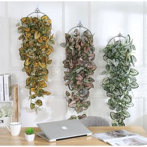 Flores decorativas Planta de simulación Vid Plástico Manzana Verde Colgando Orquídea Pared Hoja Falsa Floral El Vestíbulo Decoración Plantas Artificiales