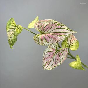 Fleurs décoratives plantes de simulation feuille décor de mariage décoration en 3D de couleur artificielle taro feuille verte végétale de vacances décoration de fête