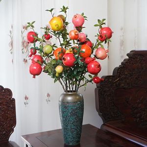 Fleurs décoratives Simulation Grenade Branche Brindille Longueur 80cm Mousse Artificielle Fruits Arbre Brach Vase Ornement Porche Chinois Fortune