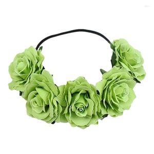 Decoratieve Bloemen Simulatie Rozenkroon Hoofdband Kunstbloem Strand Hoofddeksel Haarkrans Bloemen Halo Bruiloft Rosy