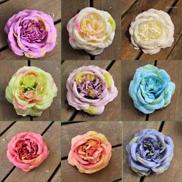 Decoratieve Bloemen Simulatie Rose Flower Head Kunstzijde Muur Echt Gevoel Thuis Bruiloft Decoratie DIY Krans 5 stks