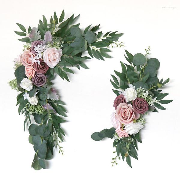 Flores decorativas Simulación Flor de rosa Accesorios de boda Adorno Romance Hermoso Fondo de fiesta Arco Área de bienvenida Producto de decoración