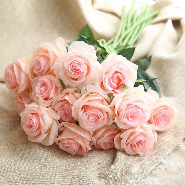 Fleurs décoratives Simulation Rose fleur tissu de soie décoration de fond de mariage Fack pour la maison cadeau de saint valentin filles