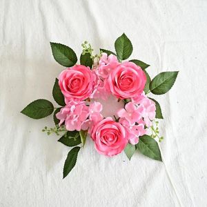 Decoratieve bloemen Simulatie Rose Garland Exquisite Fake Flower Realistische Tafel Kandelaar Artificiële kerstversiering
