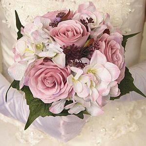 Fleurs décoratives Simulation Rose Hortensia Bouquet Soie Mariée Tenant Bouquet De Mariage Décor Salon Maison Fête Événement Arrangement De Fleurs