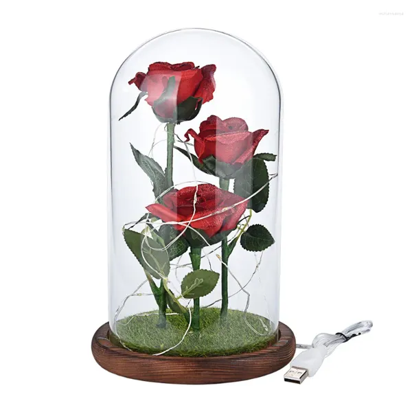 Simulation de fleurs décoratives en verre, Micro fleur Led, lumière immortelle, assortiment d'ornements aléatoires pour jardin et maison
