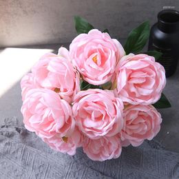 Fleurs décoratives Simulation Arrangement de fleurs en soie Bouquet de roses artificielles Accessoires de photographie de mariage Maison Salon El Peony Decor