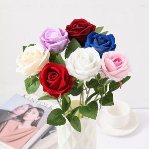 Decoratieve bloemen Simulatie Single Flanel Rose Wedding Home Meubels Flower Arrangement Decoratie Valse Silk Peony Branch D