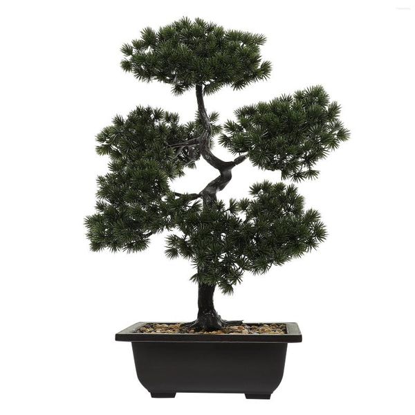 Flores decorativas Árbol de simulación Adornos falsos Bonsai Macetas pequeñas Interior Invitado Saludo Plantas de pino Maceta