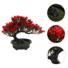 Fleurs décoratives Simulation Bienvenue Pin Imitation Bonsai Tree Planta Artificielle Ornement De Bureau Ornement Matière Plastique Faux Intérieur