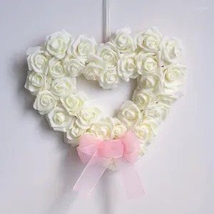 Fleurs décoratives simulation blanche rose amour coeur couronne rose rouge rose romantique de mariage fête de mariage joyeux jour de la Saint-Valentin artificiel