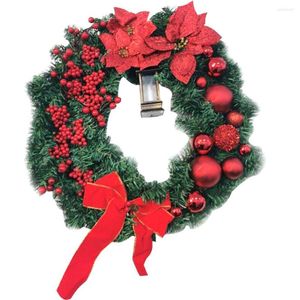 Flores decorativas Guirnalda de simulación Puerta de entrada de Navidad con nudo de lazo Guirnaldas de Acción de Gracias Adorno colgante sagrado Decoración del hogar