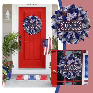 Decoratieve bloemen zingende krans 15,7 inch Amerikaans patriottisch voor voordeur vierde juli onafhankelijkheidsdag raam zuigbekers