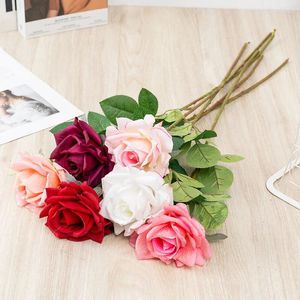 Fleurs décoratives Single Artificiel Silk Roses Real Touch Simulation Bouquets de mariage Valentin Gift Home Garden Fake Flower Decor