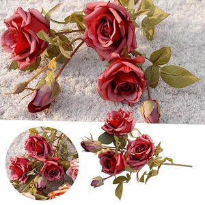 Fleurs décoratives à branche unique, 2 branches, roses frisées d'automne, pour la saint-valentin, mariage, tiges domestiques pour Vase