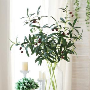 Fleurs décoratives branche unique olives Bouquet plante artificielle Simulation plomb vert bricolage mariage maison fête décor de noël