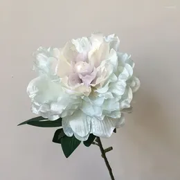 Fleurs décoratives tête simple Pearl Peony Silk Branche pour table d'accueil Bouquet de mariage Décoration de mariage faux grand