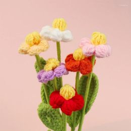 Flores decorativas Rama de flor de soplo de una sola cabeza Ramo tejido a mano Planta de ganchillo linda Regalo del día de San Valentín