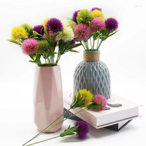 Fleurs décoratives Simulat à tête de simulation de pissenlit Bouquet Artificial Plant Decor Fencement Fencement connaît la décoration de mariage