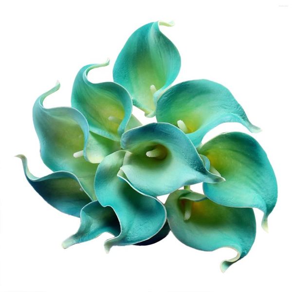 Fleurs décoratives bleu ciel Calla Lily, Simulation de fleur, rebond artificiel réutilisable en PU pour la décoration de la maison ou les cadeaux