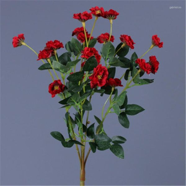 Flores decorativas Ramos pequeños de rosas con macetas para arreglos Pastoral Boda Simulación de hogar