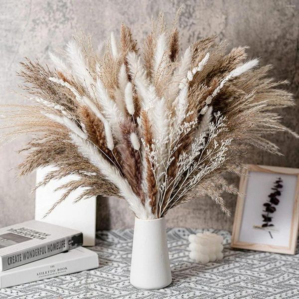 Flores decorativas Pequeño ramo de flores secas Batidor Pampas Hierba Cola de conejo Objetos elegantes Pájaros para decoraciones de jardín